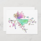 Engel in grünem Gewand mit Herz und Tauben Mitteilungskarte (Vorne/Hinten)