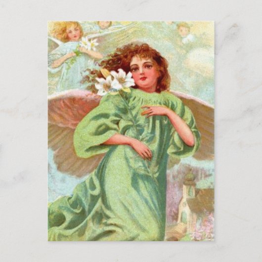Engel in grüner Manschette Postkarte (Vorderseite)