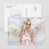 Engel in rosa Postkarte (Vorne/Hinten)