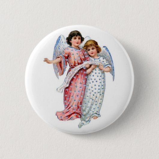 Engel in Rosa und Blau Button (Vorderseite)