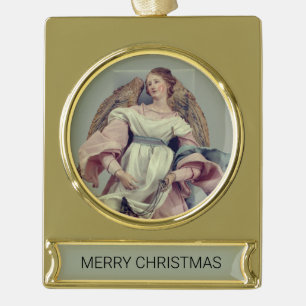 Engel in Rosa und Weiß: Banner-Ornament Gold