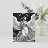 Engel in Schwarz und Weiß Postkarte (Stehend Vorderseite)