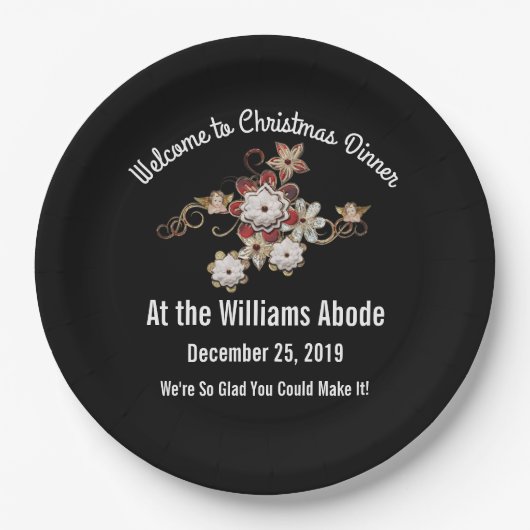 Engel, Juwelen und Blume Pappteller (Vorderseite)