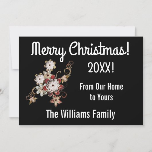 Engel, Juwelen und funkelnde Blume Weihnachtskarte Dankeskarte (Vorderseite)