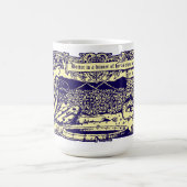 Engel & Kaninchen im Blumengarten mit Motto Banner Kaffeetasse (Mittel)