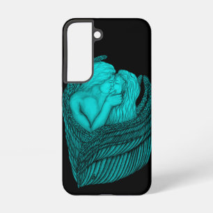 Engel küssen sich, schwarzes und grünes Design Samsung Galaxy Hülle