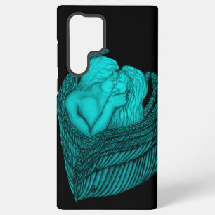 Engel küssen sich, schwarzes und grünes Design Samsung Galaxy Hülle