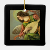 Engel malt mit Mandoline  Keramikornament (Rückseite)