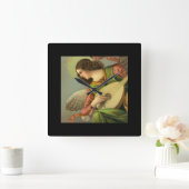 Engel malt mit Mandoline  Quadratische Wanduhr (Zuhause)
