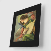 Engel malt mit Mandoline  Quadratische Wanduhr (Winkel)
