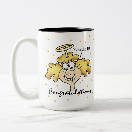 Engel Midges Glückwunsch Erfolg Diät gewinnen Zweifarbige Tasse (Links)