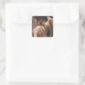 Engel mit Banner 1522 Quadratischer Aufkleber (Tasche)
