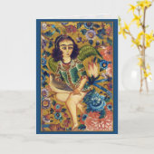 Engel mit Bird CC0418 Islamische Art Grußkarte Karte (Gelbe Blume)