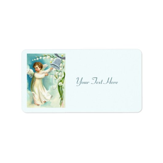 Engel mit Blauer Glocke Adressaufkleber (Vorne)