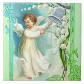 Engel mit Blauer Glocke Fliese (Vorderseite)