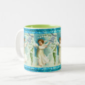 Engel mit Blauer Glocke Zweifarbige Tasse (Vorderseite Links)