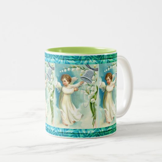 Engel mit Blauer Glocke Zweifarbige Tasse (VorderseiteRechts)