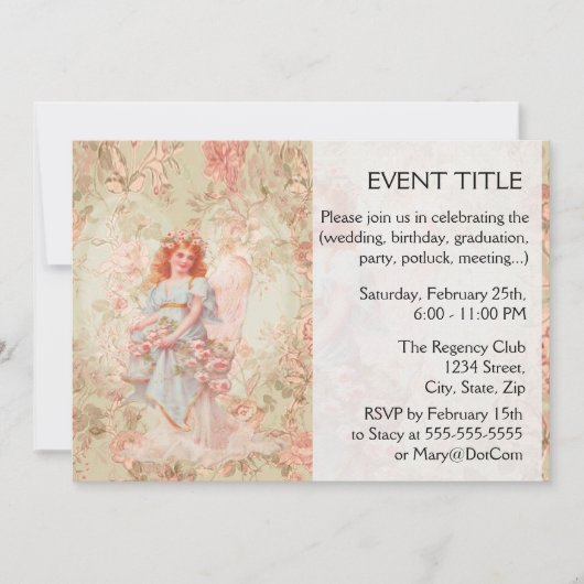 Engel mit Blume Einladung (Vorderseite)