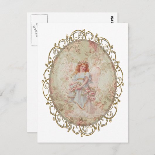 Engel mit Blume Postkarte (Vorne/Hinten)