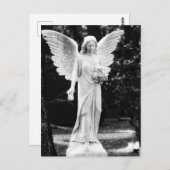 Engel mit Blume Schwarzweißfotografie Postkarte (Vorne/Hinten)