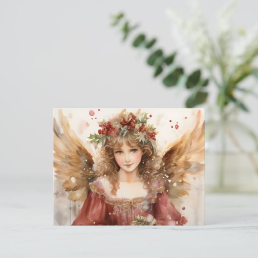 Engel mit Blume Weihnachten (Stehend Vorderseite)