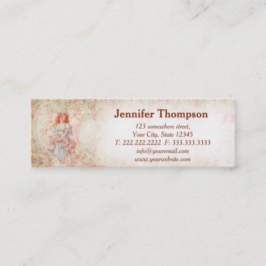 Engel mit Blumen Mini Visitenkarte (Vorderseite)