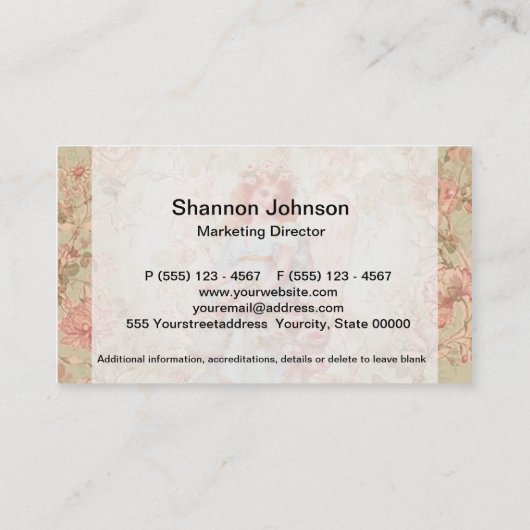 Engel mit Blumen Visitenkarte (Rückseite)