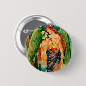Engel mit Blumenzweig Button (Vorne & Hinten)