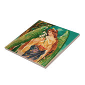 Engel mit Blumenzweig Fliese (Seite)