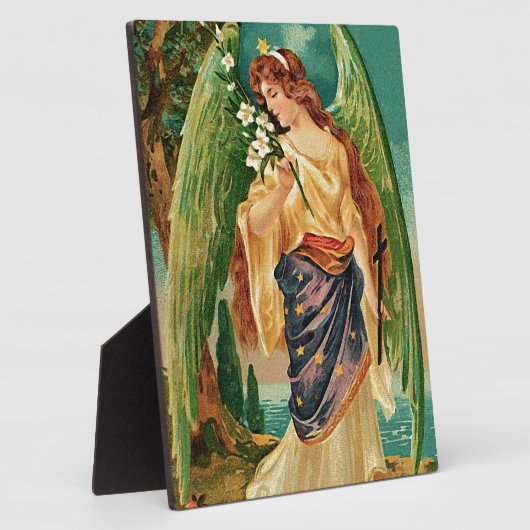 Engel mit Blumenzweig Fotoplatte (Seite)