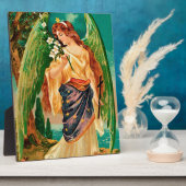 Engel mit Blumenzweig Fotoplatte (Seite)