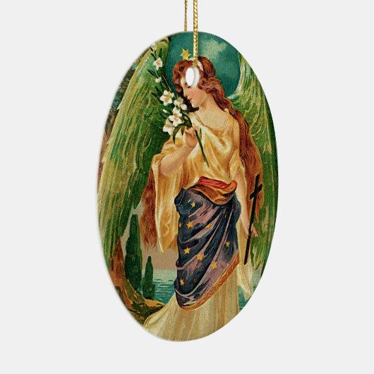 Engel mit Blumenzweig Keramikornament (Rechts)