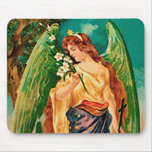 Engel mit Blumenzweig Mousepad