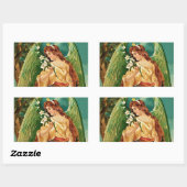 Engel mit Blumenzweig Rechteckiger Aufkleber (Blatt)