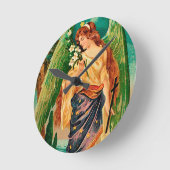 Engel mit Blumenzweig Runde Wanduhr (Winkel)