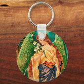 Engel mit Blumenzweig Schlüsselanhänger (Vorderseite)