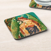 Engel mit Blumenzweig Untersetzer (Linke Seite)