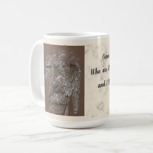 Engel mit Cross-Coffee-Tasse Kaffeetasse (Vorderseite Links)