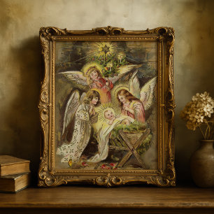 Engel mit dem Baby Jesus Weihnachten Poster
