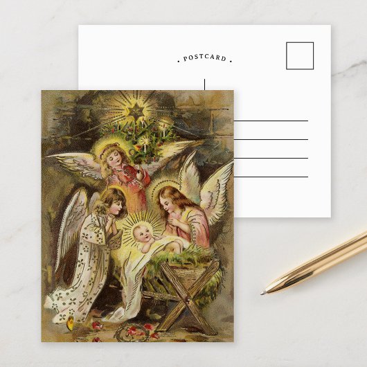 Engel mit dem Baby Jesus | Weihnachten Postkarte