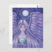 Engel mit der kleinen Weltpostkarte Postkarte (Vorne/Hinten)