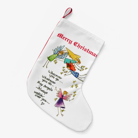 Engel mit dir zu Weihnachten Wasserfarben Kunst Kleiner Weihnachtsstrumpf (Vorderansicht (hängend))