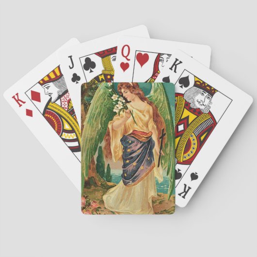 Engel mit einem Blumenzweig Spielkarten (Rückseite)