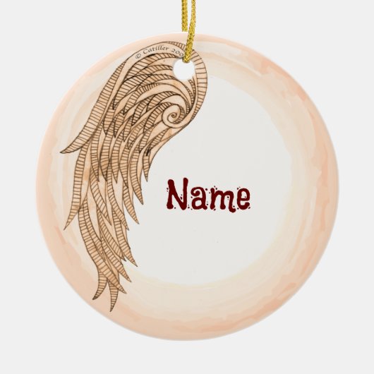 Engel mit einem Flügel Keramik Ornament (Vorne)