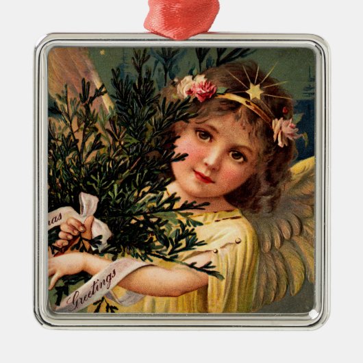 Engel mit einer Armlehne der Weihnachtsgrün Ornament Aus Metall (Vorne)
