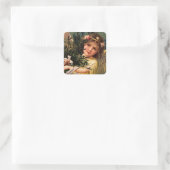 Engel mit einer Armlehne der Weihnachtsgrün Quadratischer Aufkleber (Tasche)