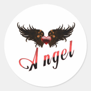 Engel - mit Engel Wings Design Runder Aufkleber