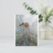 Engel mit Falken für das Glück Postkarte (Stehend Vorderseite)