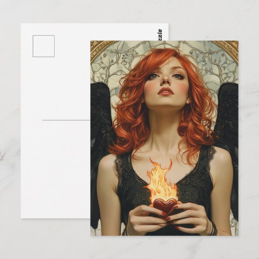 Engel mit flammendem Herzen Postkarte (Vorne/Hinten)