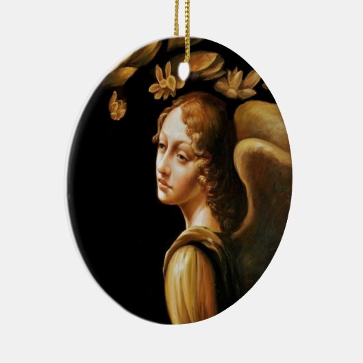 Engel mit goldenen Blätter Keramikornament (Rechts)